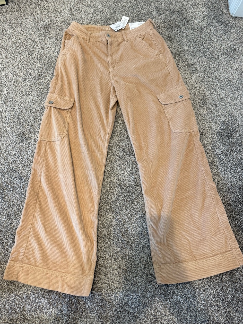 American Eagle Outfitters Super High-Rise Baggy Wide-Leg Corduroy Pants in Camel